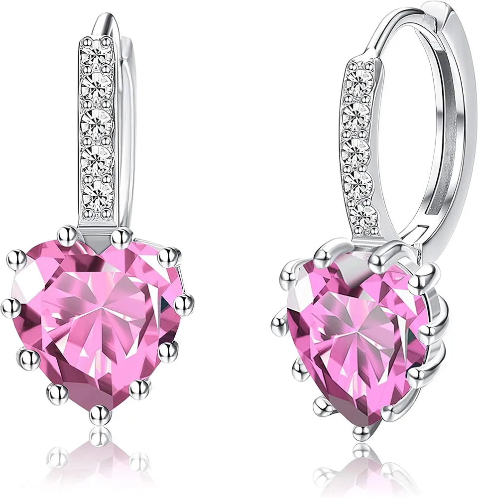 Drop Dangle Ohrringe für Frauen; 14K Gold Plated Leverback Ohrringe mit Herz-Form Cubic Zirkonia Huggie Hoop Ohrringe Mode für Egirls Zirkonia Ohrringe für Frauen