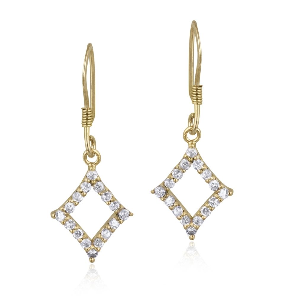 18 Karat Gold über Sterling Silber CZ Diamant Shape Dangle Ohrringe