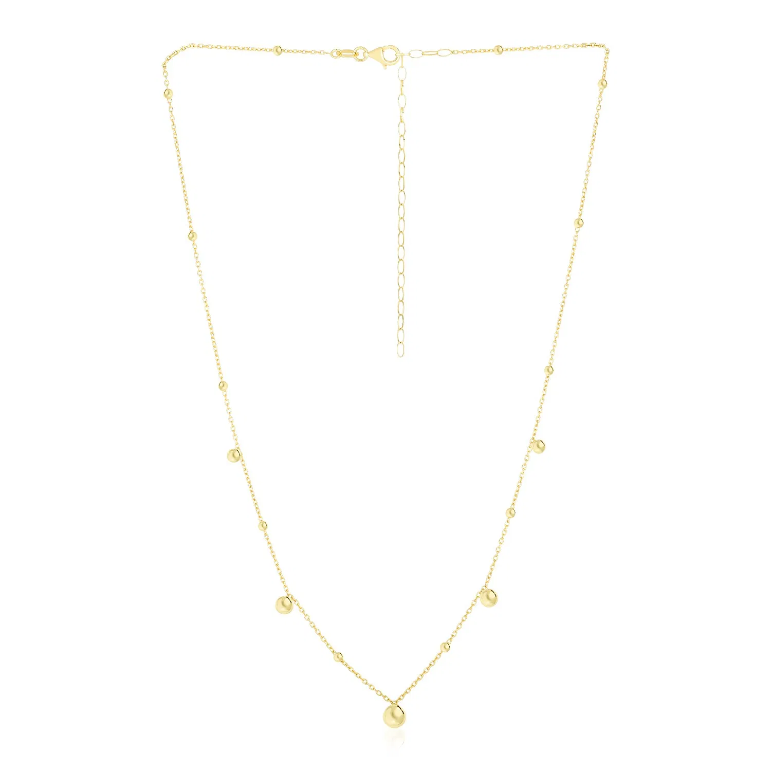14 Karat Gelbgold High Polish Beaded Stations Halskette