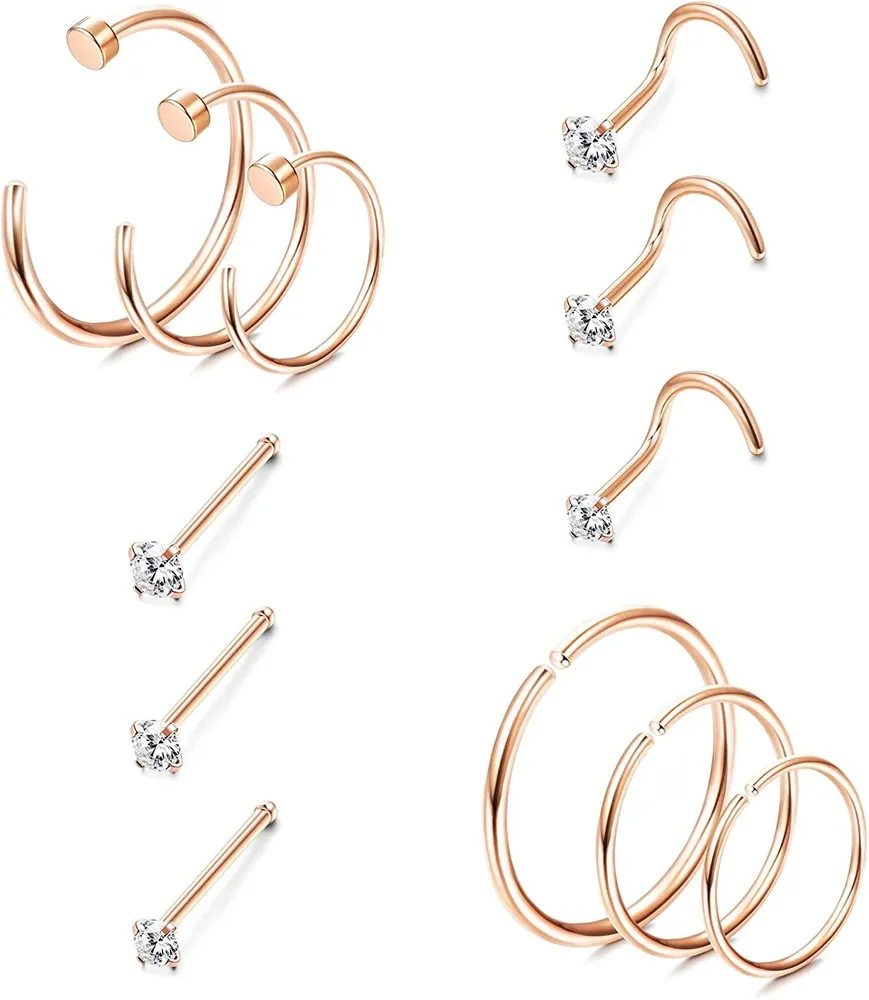 Ringe Chirurgische Nasenschreifen für Frauen Männer Dot CZ Nasen Studs Set 20G Nasen Piercing Nasenloch Lippen Nasenschreifen Körperschmuck