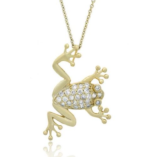 18 Karat Gold über Sterling Silber CZ Frog Slide Anhänger