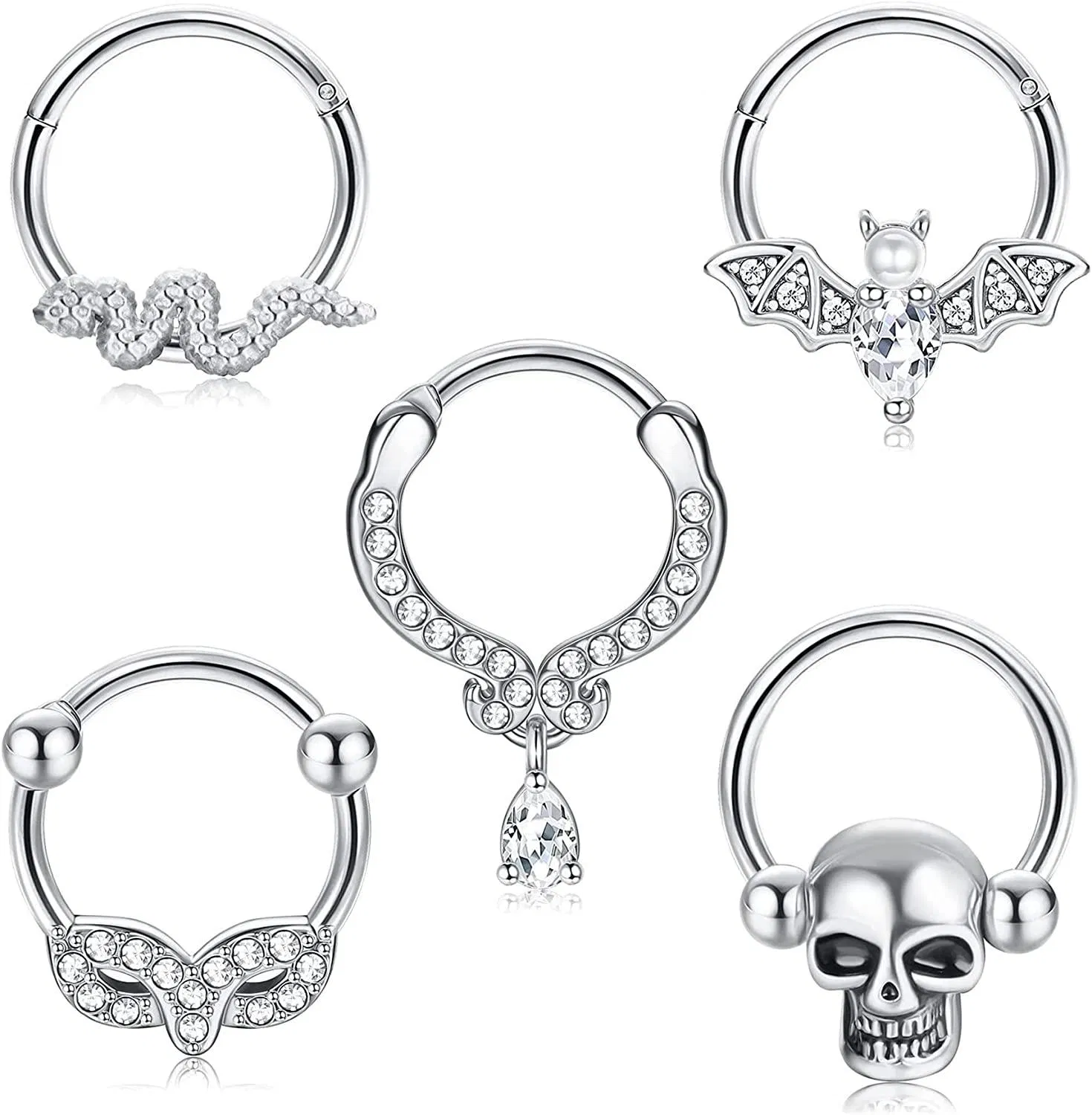 8MM 10MM Septum Ring Septum Schmuck 16G Daith Piercing Schmuck Daith Ohrringe für Frauen Männer Edelstahl Septum Clicker Knorpel Helix Muschel Tragus Lippenhoop
