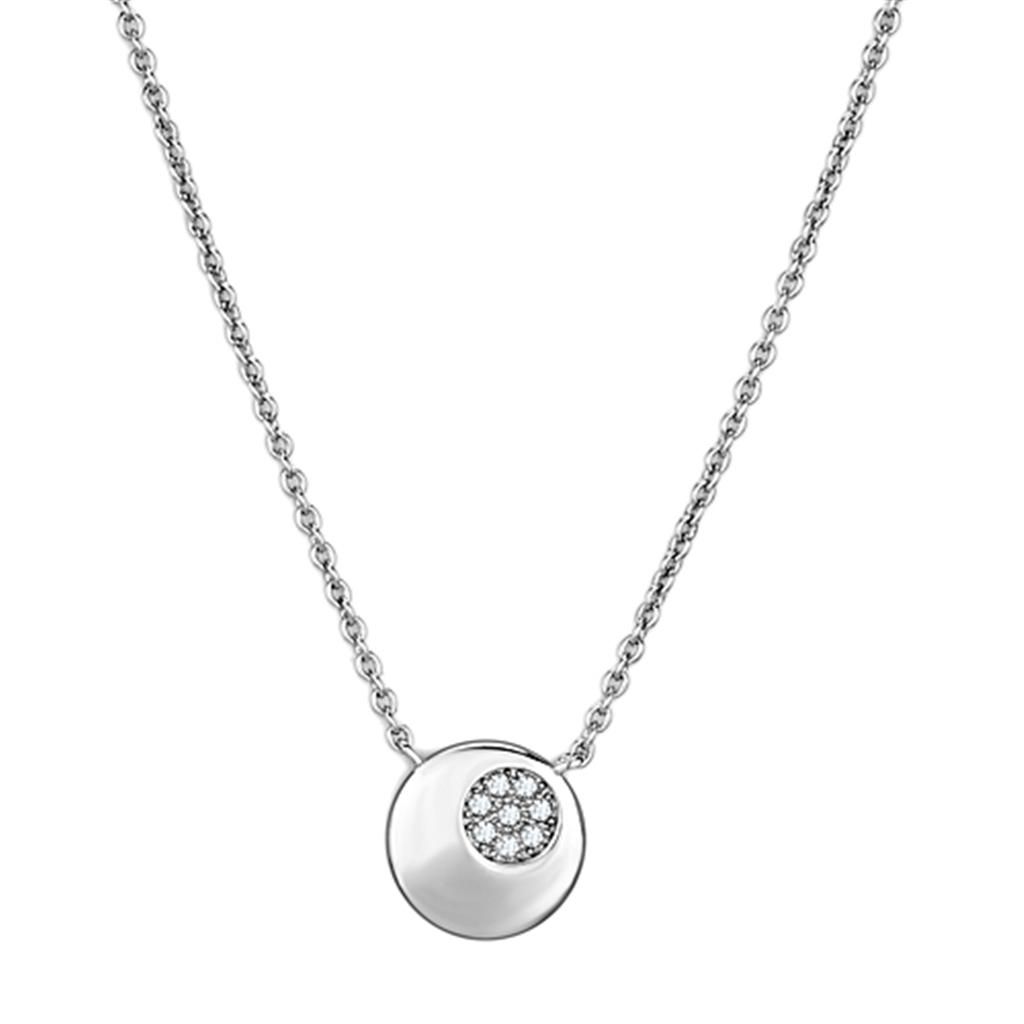 3W431 Rhodium-Messing - Halskette mit AAA-Klasse CZ in Clear