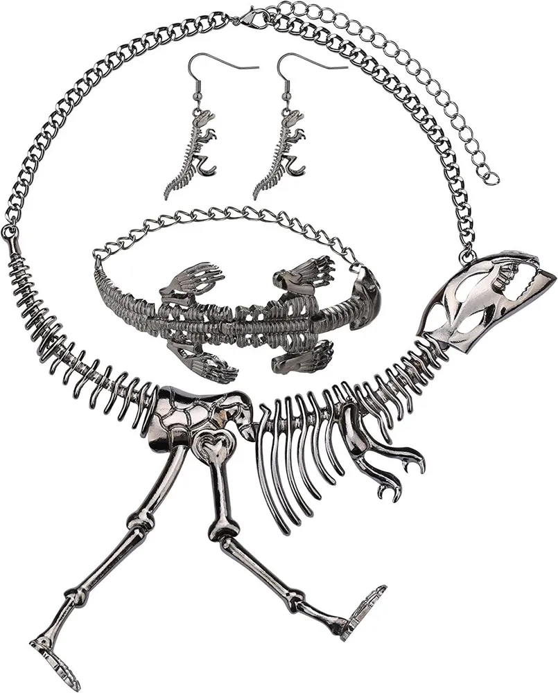 Halloween Punk Halskette Ohrringe Set Gothic Skull Skeleton Claw Choker Halskette Link Armband Drop Ohrringe Set Für Frauen Egirls