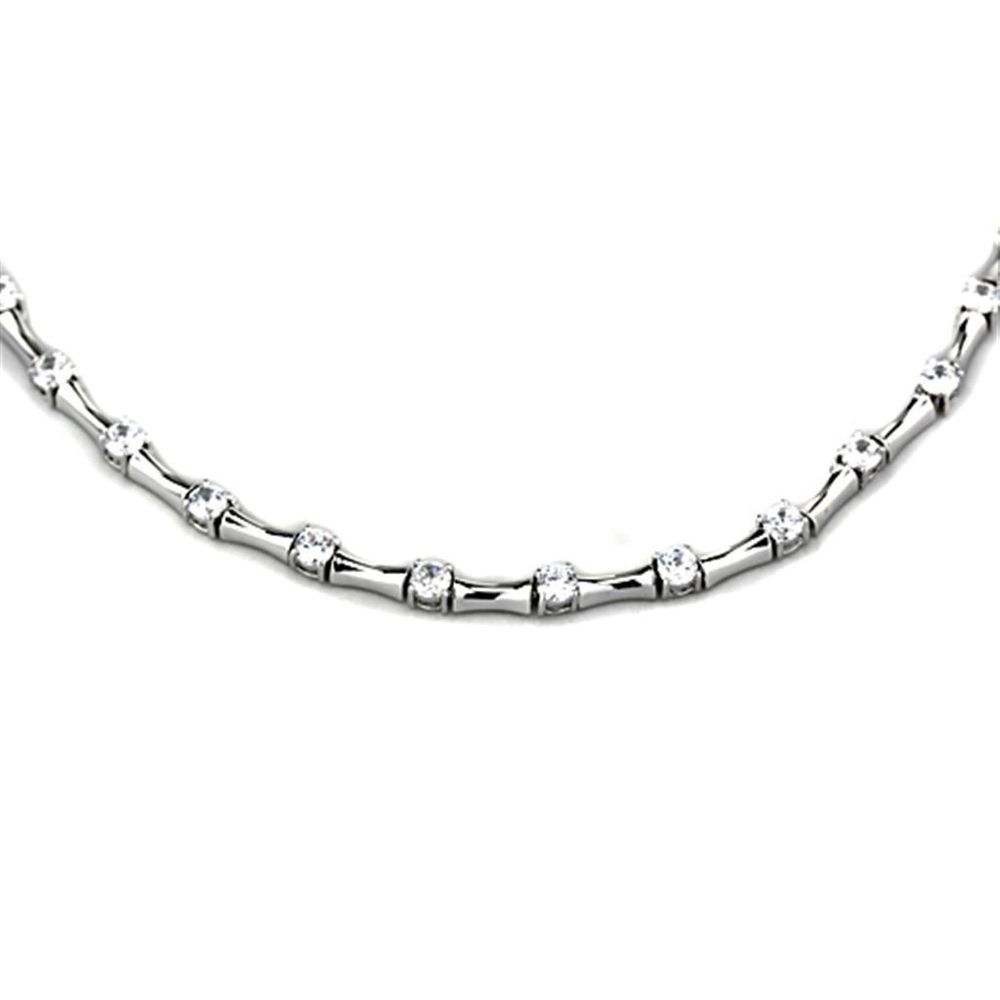 LO2709 - Rhodium-Messing - Halskette mit AAA-Klasse CZ in Clear