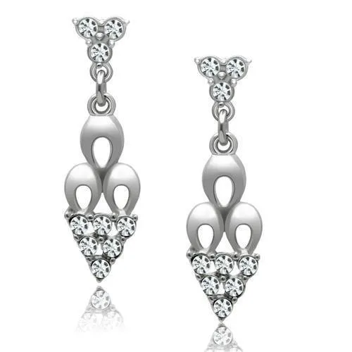 LO1969 - Rhodium-Weißmetall - Ohrringe mit Top-Grade - Kristall in Clear