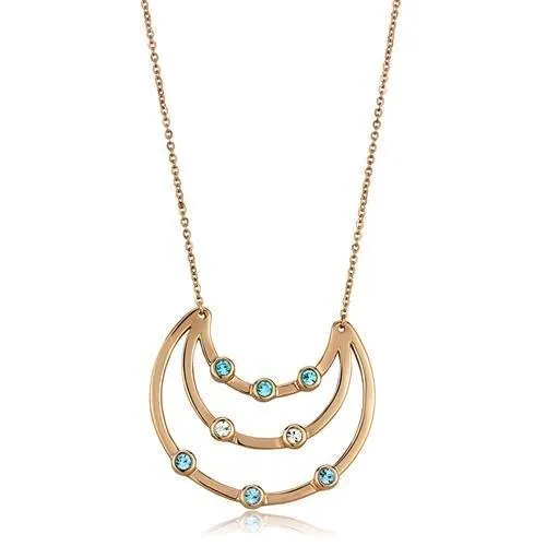 TK2857 - IP Rose Gold (Ion Plating) Edelstahl Halskette mit Top-Grade - Kristall in mehreren Farben