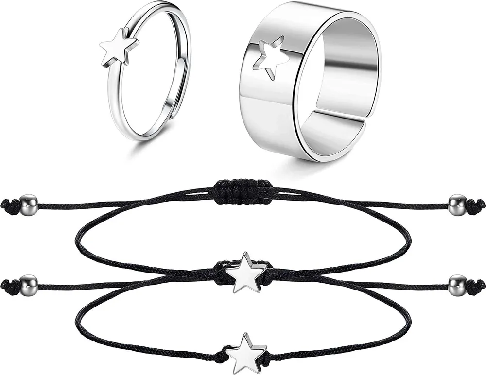 Seil geflochtenes Paar Armbänder einstellbares Paar Ringe Sonne und Mond Ringe Passendes Armband Valentinstag Geschenk für Freund Freund Freund Frau Männer Ihn und Sie