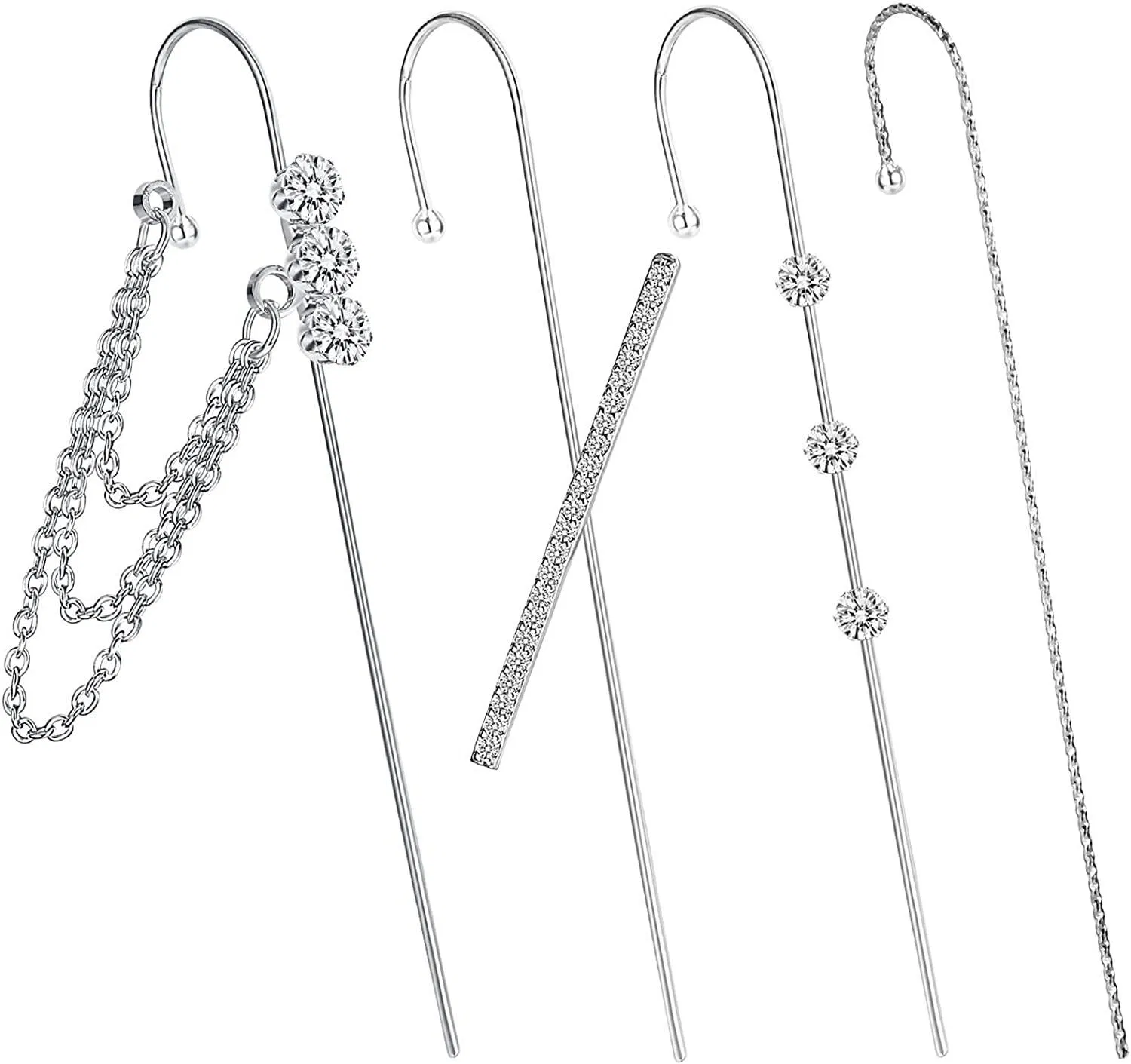 14K Gold Ohr Wrap Crawler Hook Ohrringe; Einzigartige Ohr Wrap Ohrringe Piercing Ohr Cuffs Ohrringe Rhinestone Crawler Ohrringe für Frauen Mädchen