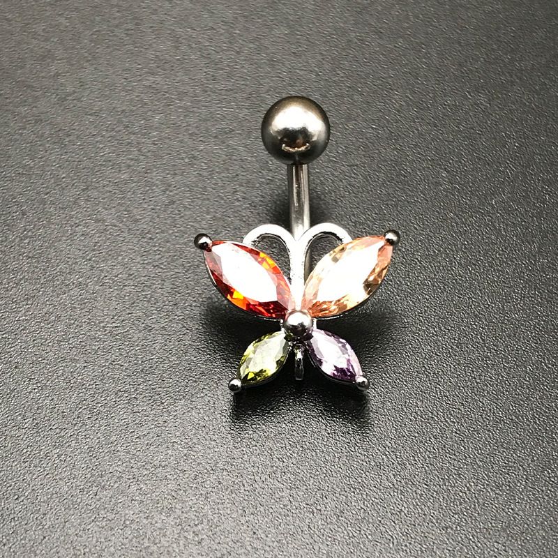 Edelstahlfarbiger Zircon Navel Ring Piercing Jewelry