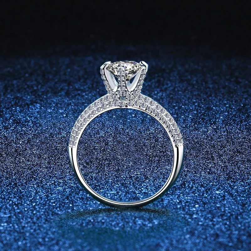 S925 Pure Silber Platin Plated Moissanit Ring