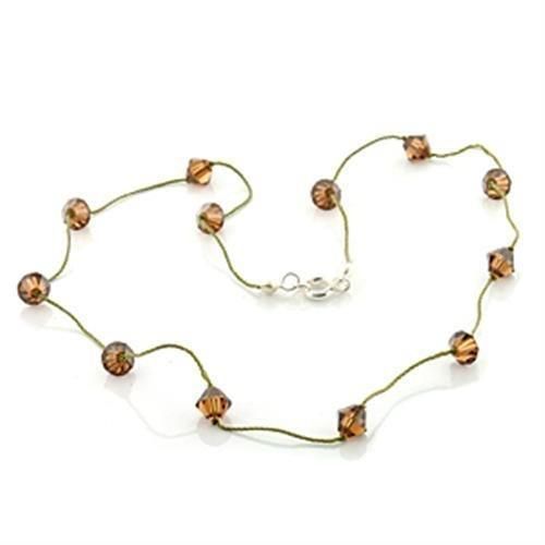 LO738 - Messing-Halsband mit Top-Grade - Kristall in Rauch-Topaz