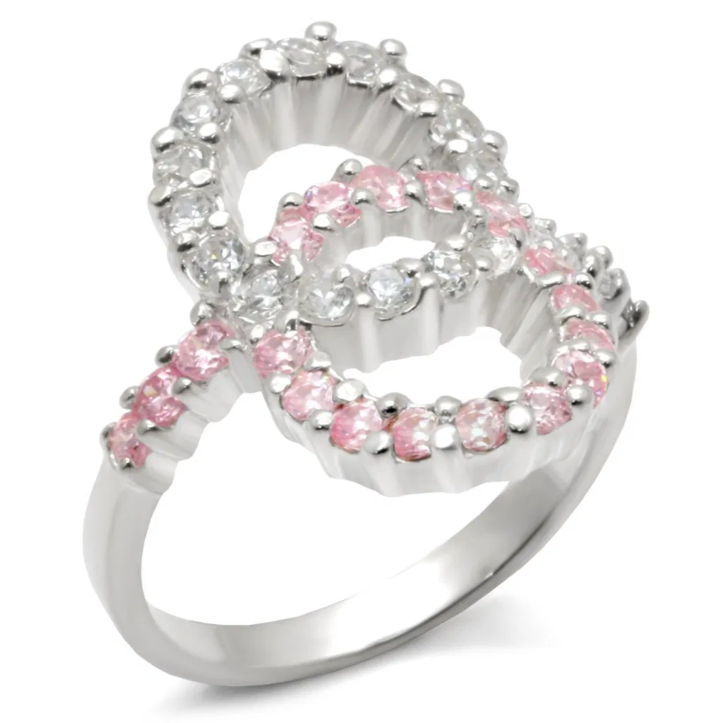 32516 - Hochpolierter 925 Sterling Silberring mit AAA-Klasse CZ in Rose
