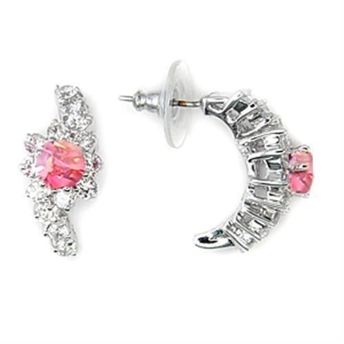 7X356 - Rhodium-Messing - Ohrringe mit AAA-Klasse CZ in Rose