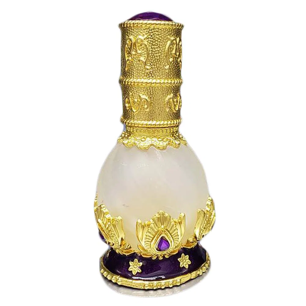 12 ML Purple Gold Petal Antike ätherische Öl Roller Flasche Parfüm Dispenser Flasche Glas Leer Parfüm Flasche Nachfüllbare Behälter