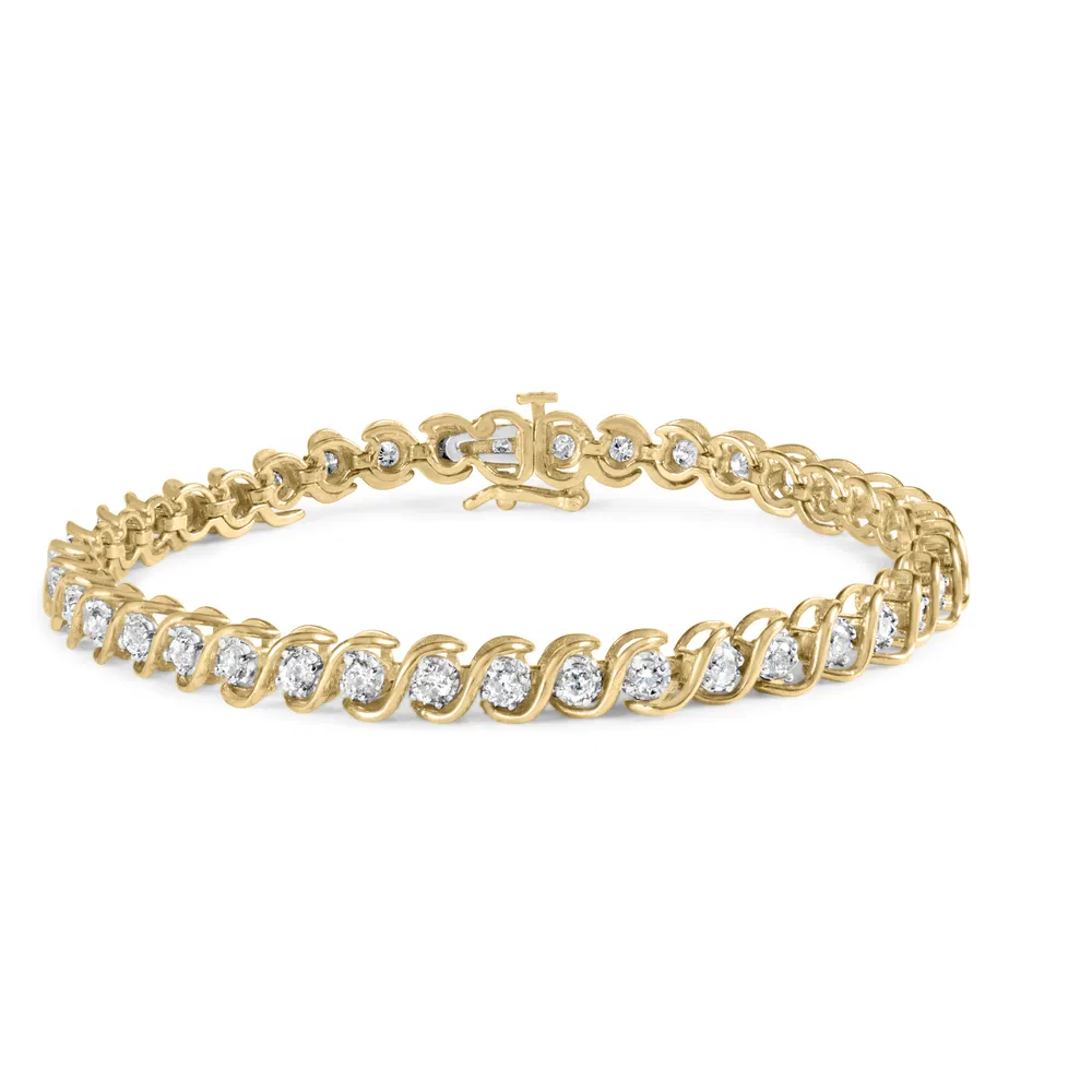 10 Karat Gelbgold 3 cttw Round-Cut Diamant Spiral Link 7.50