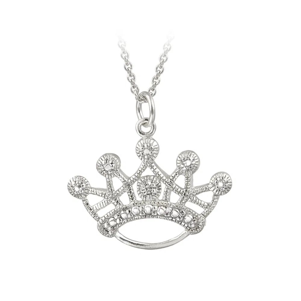 Sterling Silber Diamant Accent Designer Krone Halskette