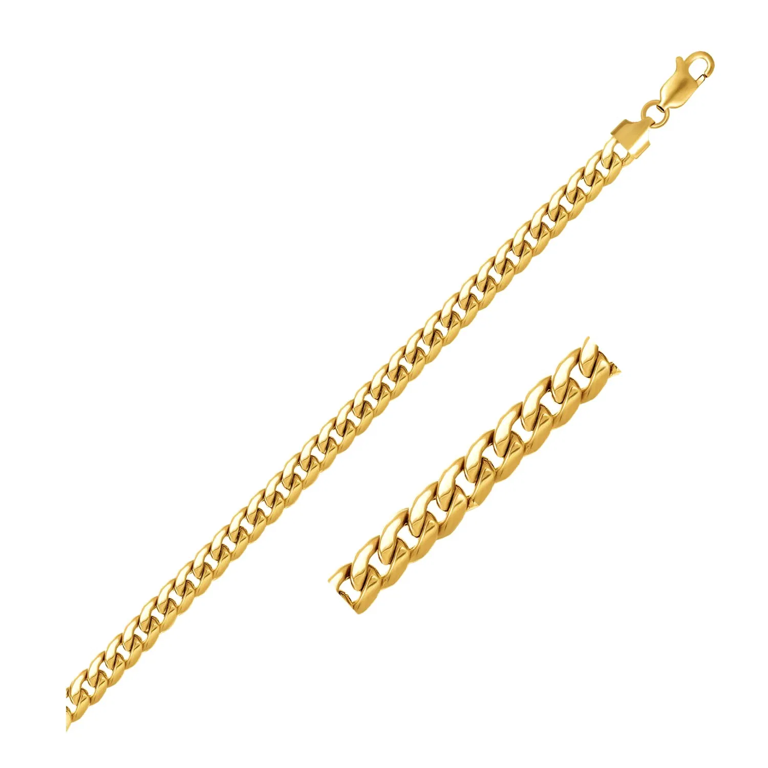 4,5 mm 14 Karat Gelbgold Miami Cuban Semi Solid Kette