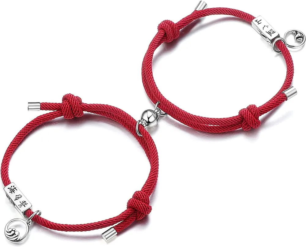 Geschenk für den Valentinstag 2PCS Paar Magnetarmband Set gegenseitige Anziehung Seil geflochten Armbänder verstellbar Charme Paar Set für Frauen Männer