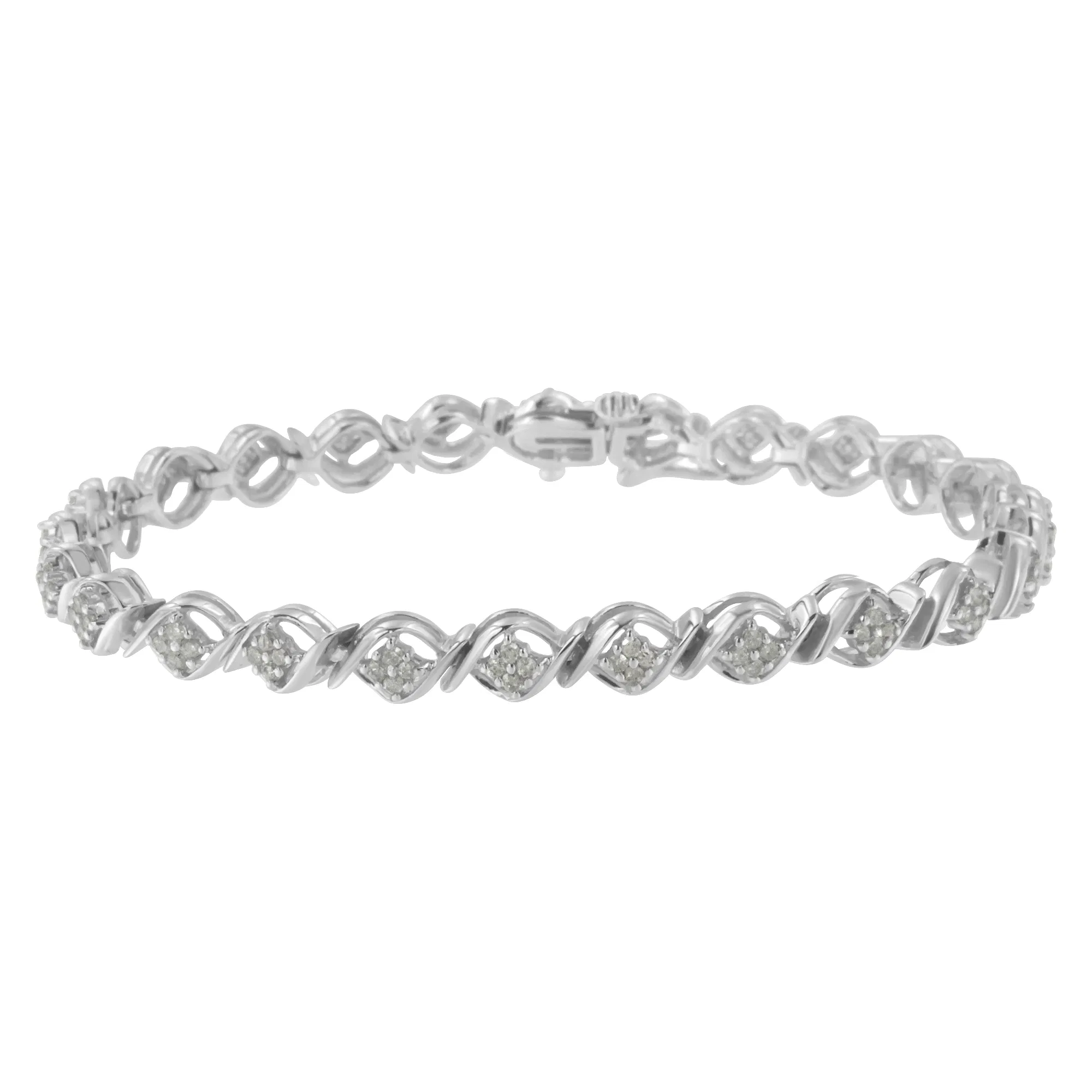 Sterling Silber Diamant Cluster Link Armband (1 cttw, I-J Farbe, I2 - I3 Klarheit)