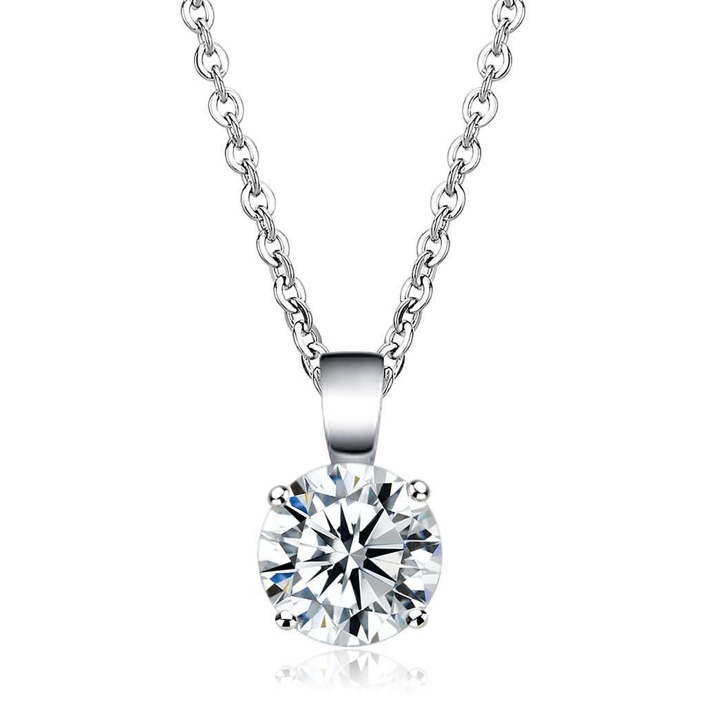 LO3933 - Rhodium-Messing - Kette Anhänger mit AAA-Klasse CZ in Clear