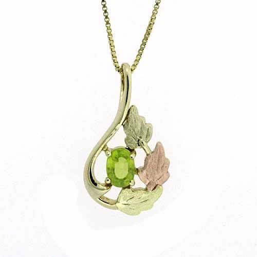18 Karat Gold über Sterling Silber Zwei-Ton Rose Gold Peridot Blatt Tränentropfen Anhänger
