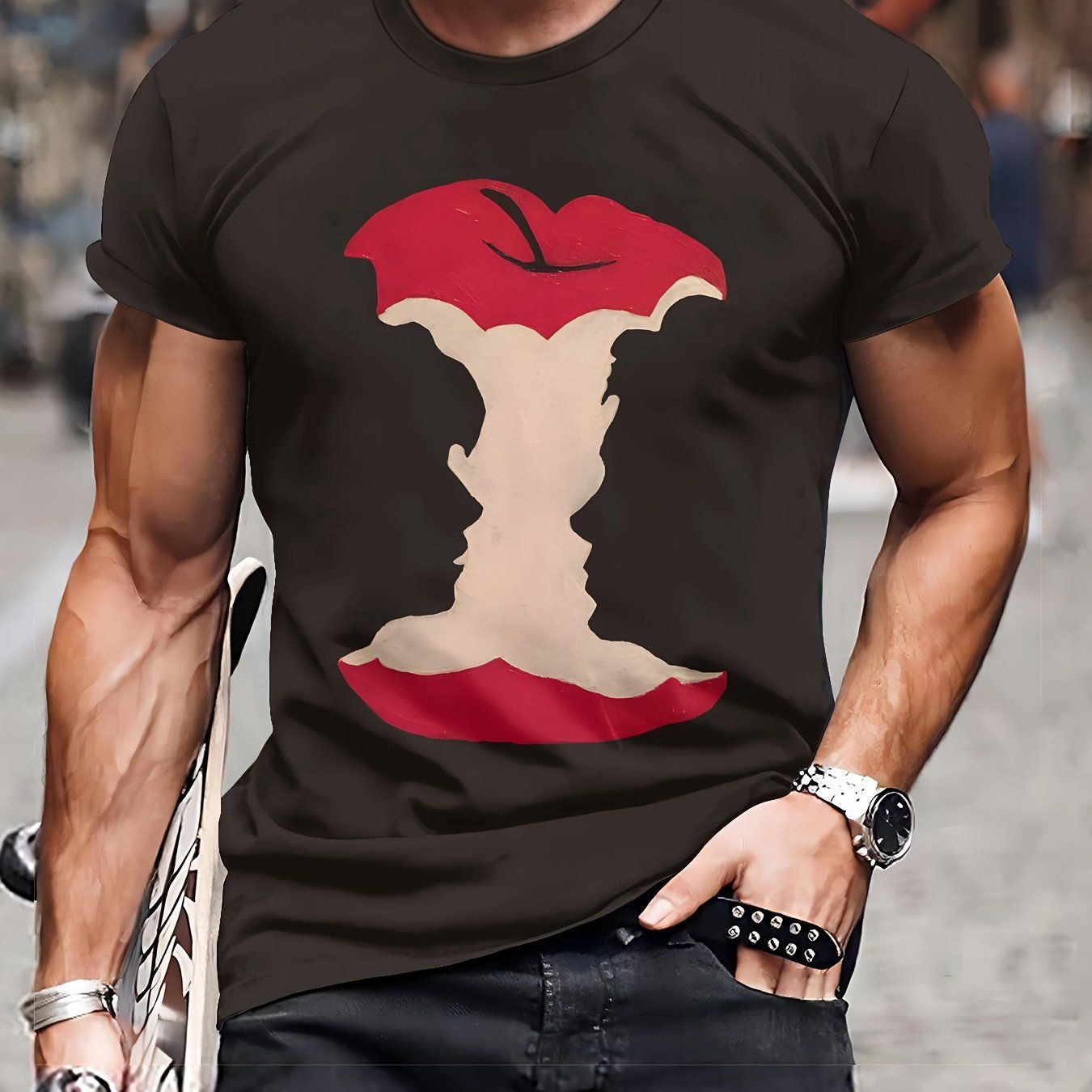 Modes 3D-gedrucktes T-Shirt für Männer - Hergestellt aus weichem und atmungsaktiven Polyester-Gefübe, maschinell waschbar, rundem Hals-Design, bequemer und ungezwungener Kleidung - Passend für tägliche Aktivitäten