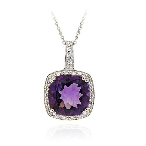 Sterling Silber 6,05 CT. TGW Amethyst & CZ Anhänger