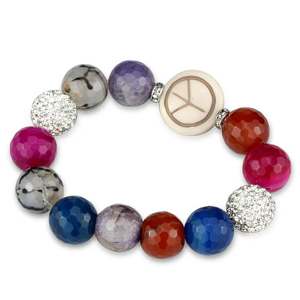LO3790 - Antike Silber-Messing - Armband mit synthetischem Onyx in mehreren Farben