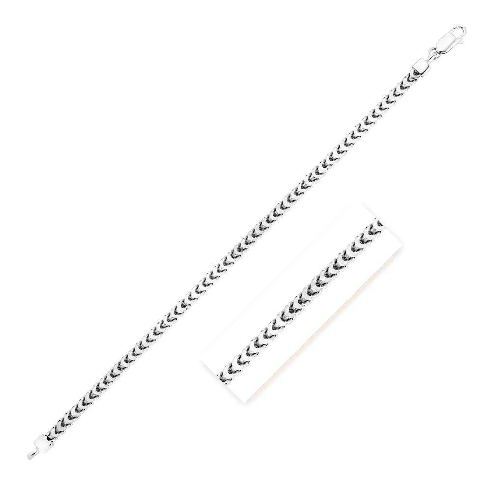 Sterling Silber Rhodium Plated Square Franco Semi Solid Chain 4,2 mm