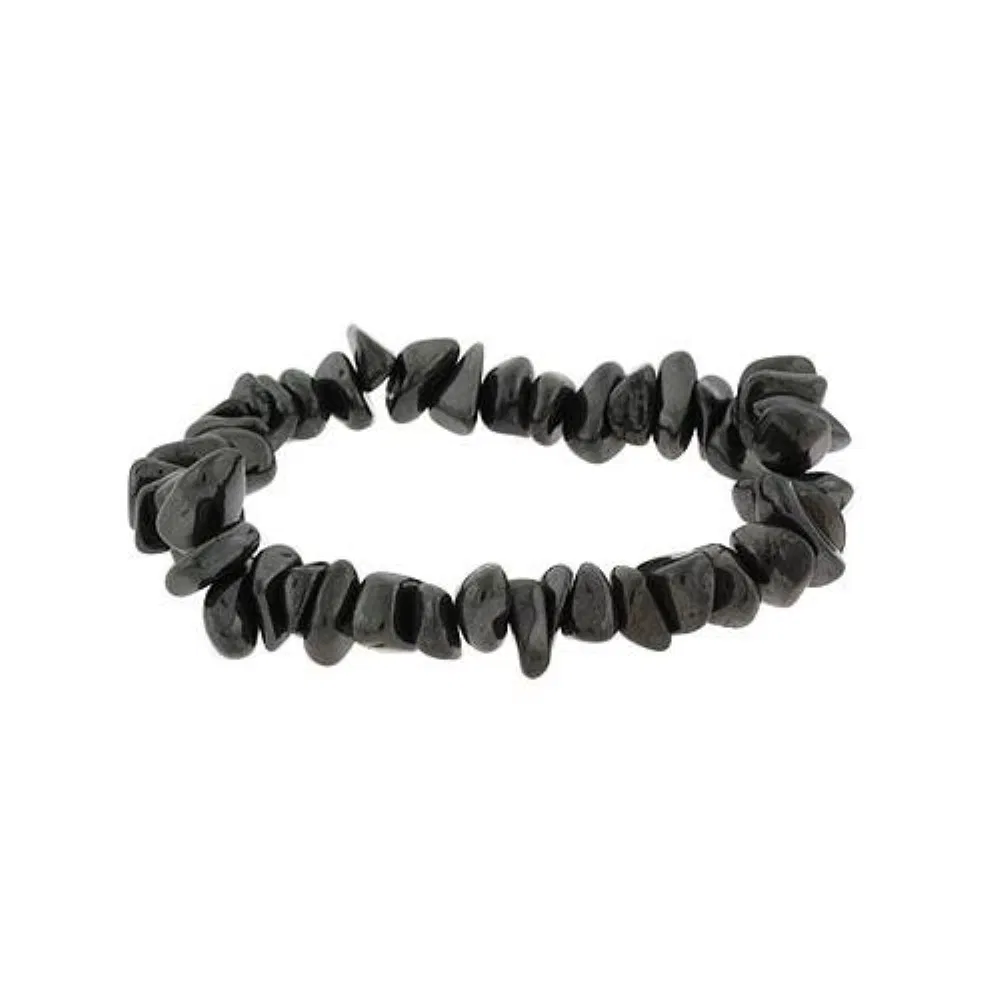 Sterling Silber .925 Echtes Hematite Stein Chip Stretch Armband