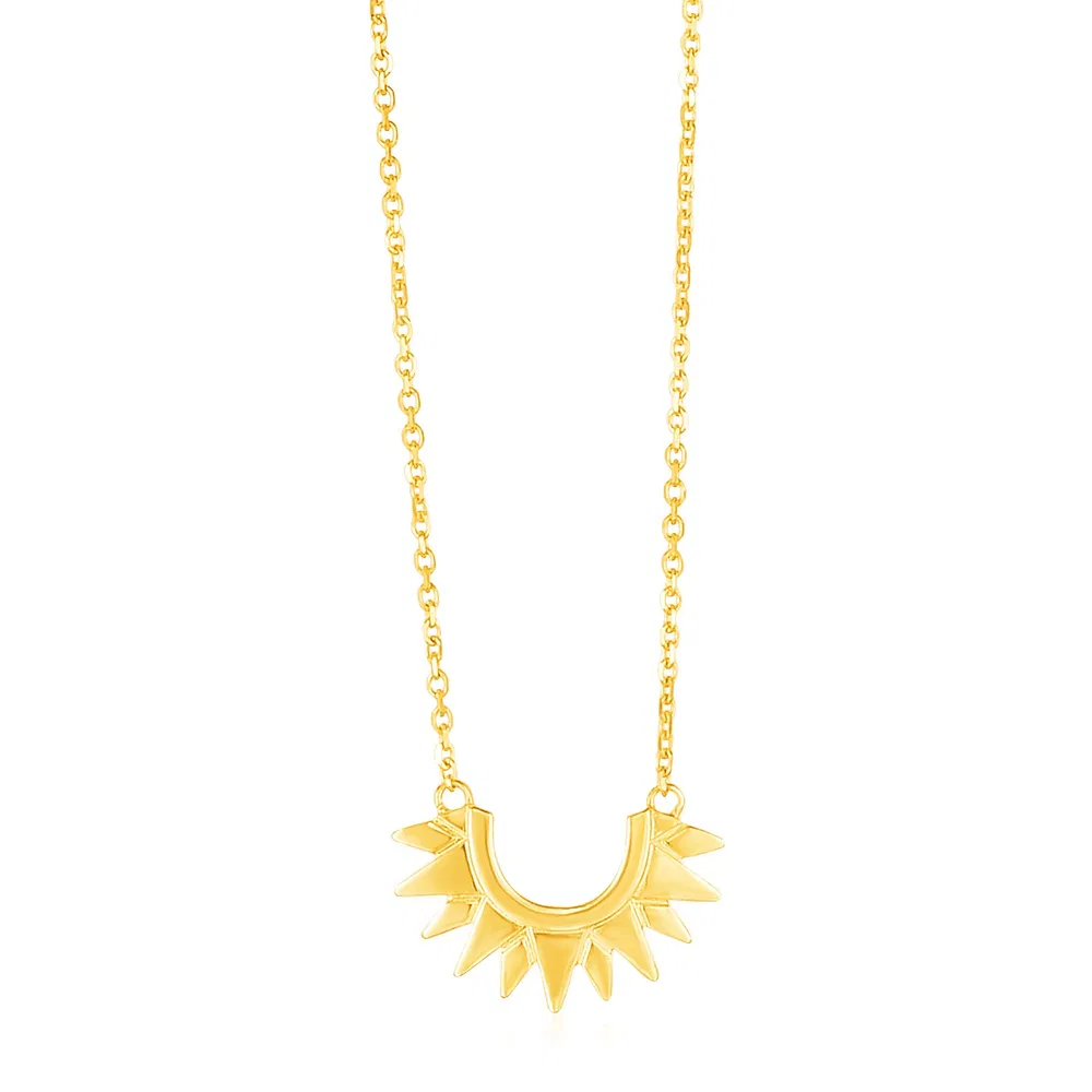 14 Karat gelbes Gold poliert Sunburst Halskette