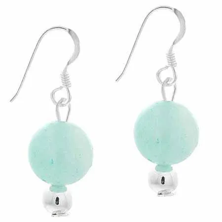 Sterling Silber 8mm Amazonite Perlen Dangle Ohrringe