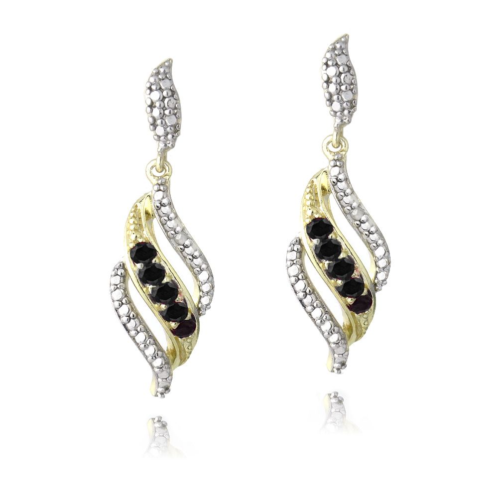 18K Gold Plated Saphir & Diamond Accent Swirl Dangle Ohrringe
