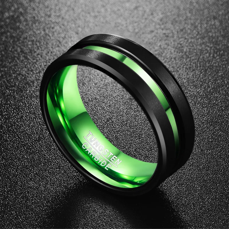 8mm Breite Flat Single Groove Innerer Grüner Tungsten-Stahlring