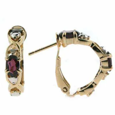 18 Karat Gold über Sterling Silber Garnet & Diamond Accent X & O Ohrringe