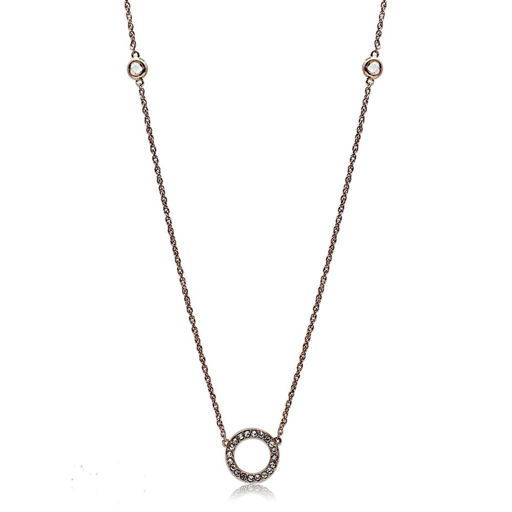 LO3846 - Rose Gold Brass Halskette mit AAA-Klasse CZ in Clear