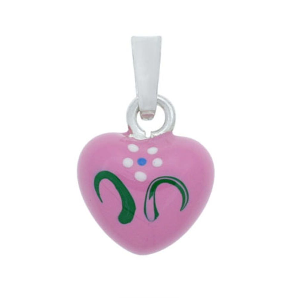 Silber Pink Flower HEART CHARM Anhänger ITALIEN