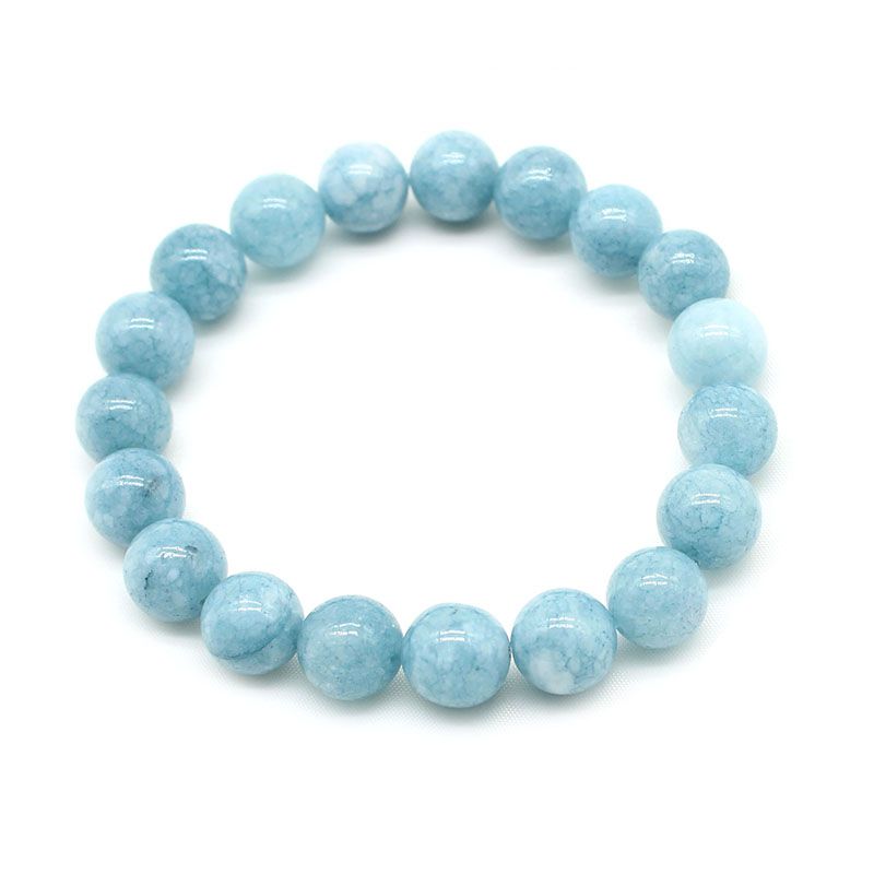 Natürliche Aquamarin Agat Stein Perlen Armband Vintage Charm Runde Kette Perlen Schmuck für Frauen Freund Geschenk 4 / 6 / 8 / 10 / 12mm