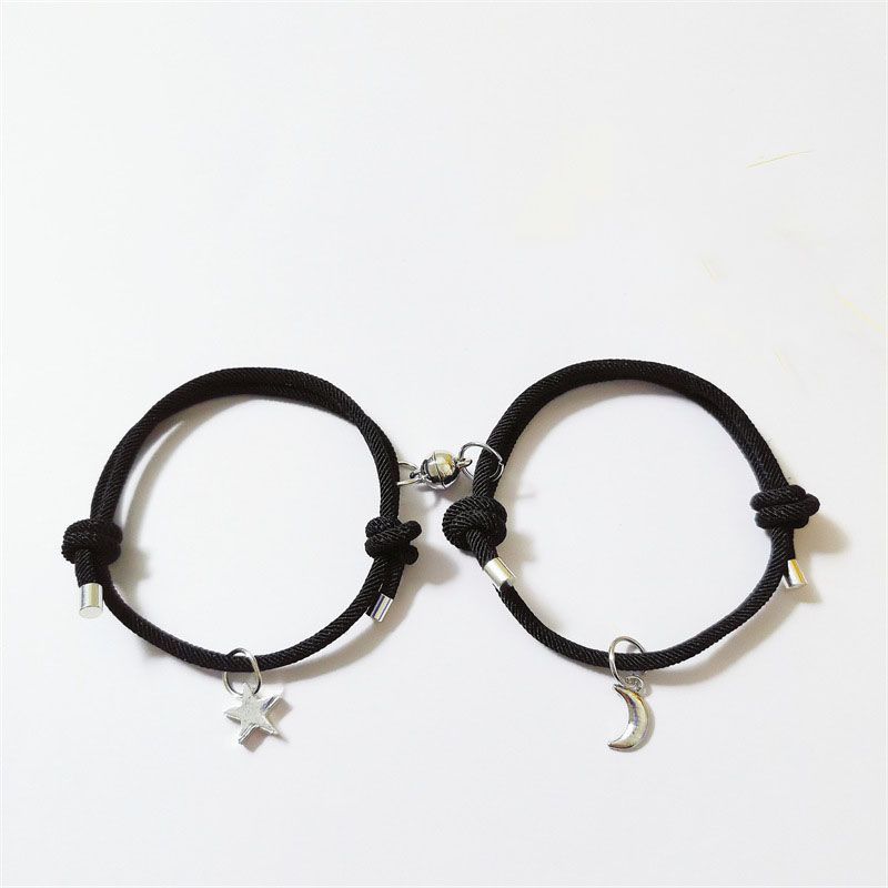 Einfache Stern und Mond Magnet ziehen Paare Armband