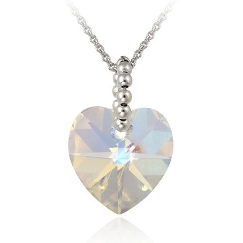Sterling Silber Aurora Borealis Swarovski Elemente Herz Anhänger