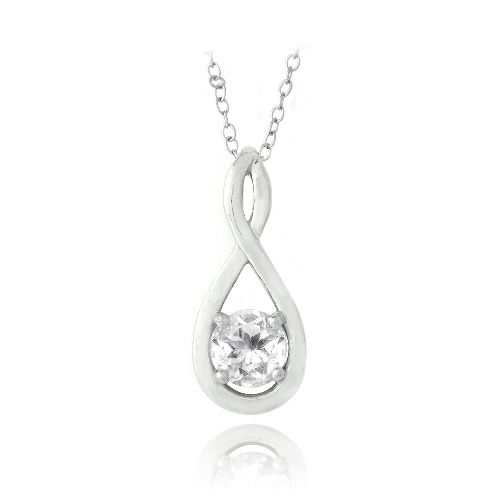 Sterling Silber 1ct weiße Topaz Infinity Halskette