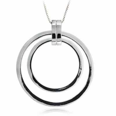Sterling Silver Celebrity Inspired Double Circle Hängel