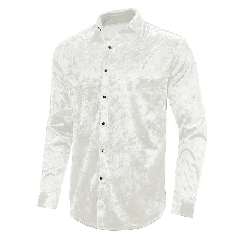Herren Kleid Shirts Velvet Long Sleeve Shirts