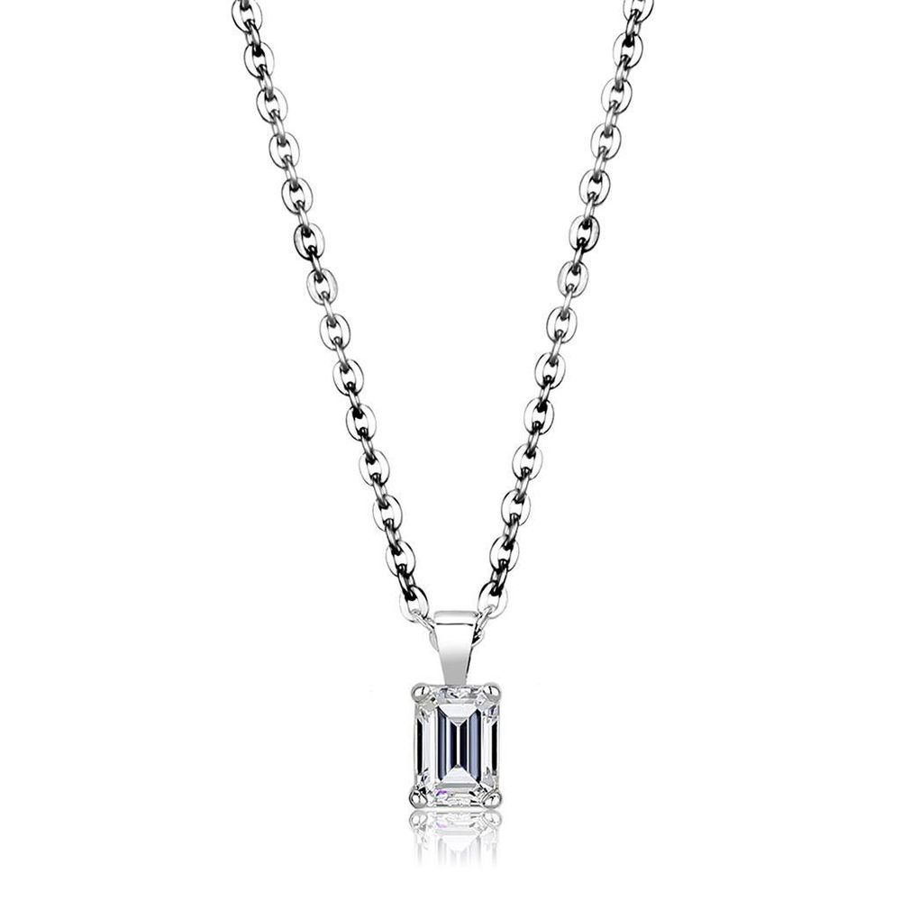 LO4127 - Rhodium-Brass - Kettenhänger mit AAA-Klasse CZ in Clear