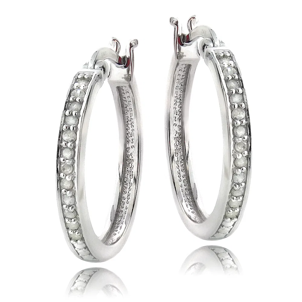 Sterling Silber 1 / 4ct Diamant 20mm Hoop Ohrringe