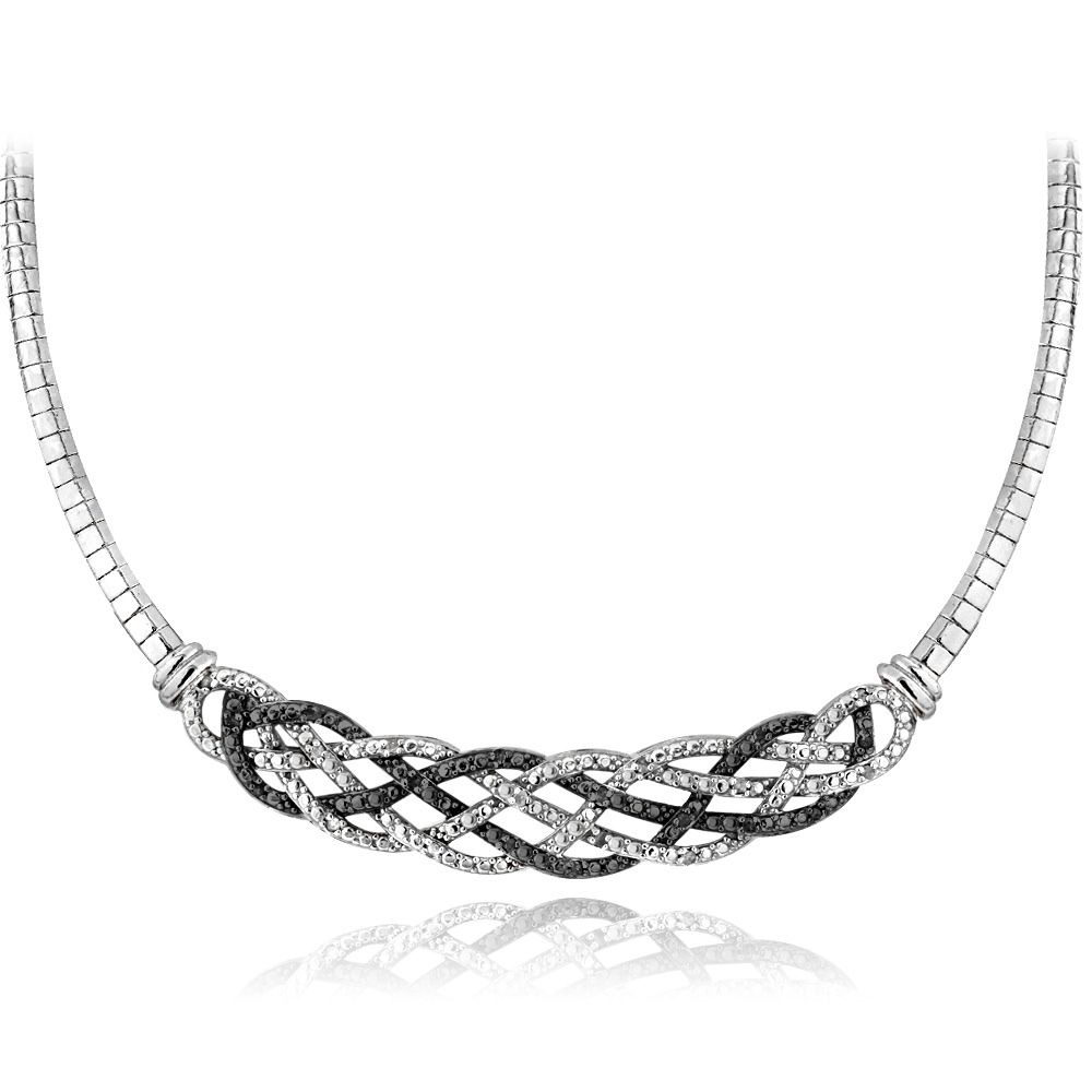 1/4 Ct Schwarz & Weiß Diamant Weben Frontal Halskette