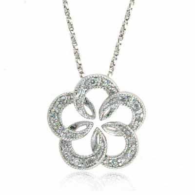Sterling Silber CZ Open Flower Pendant Halskette 18