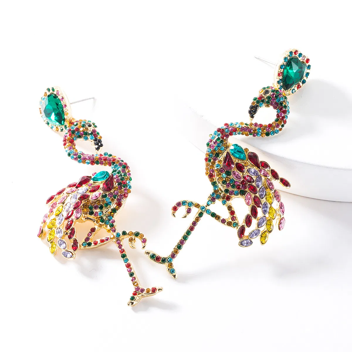 Europäische und amerikanische übertrieben kreative Acryl Diamant-Eingebettet Flamingo Ohrringe Trendy Damen Mode Personalisierte Tier Ohrringe