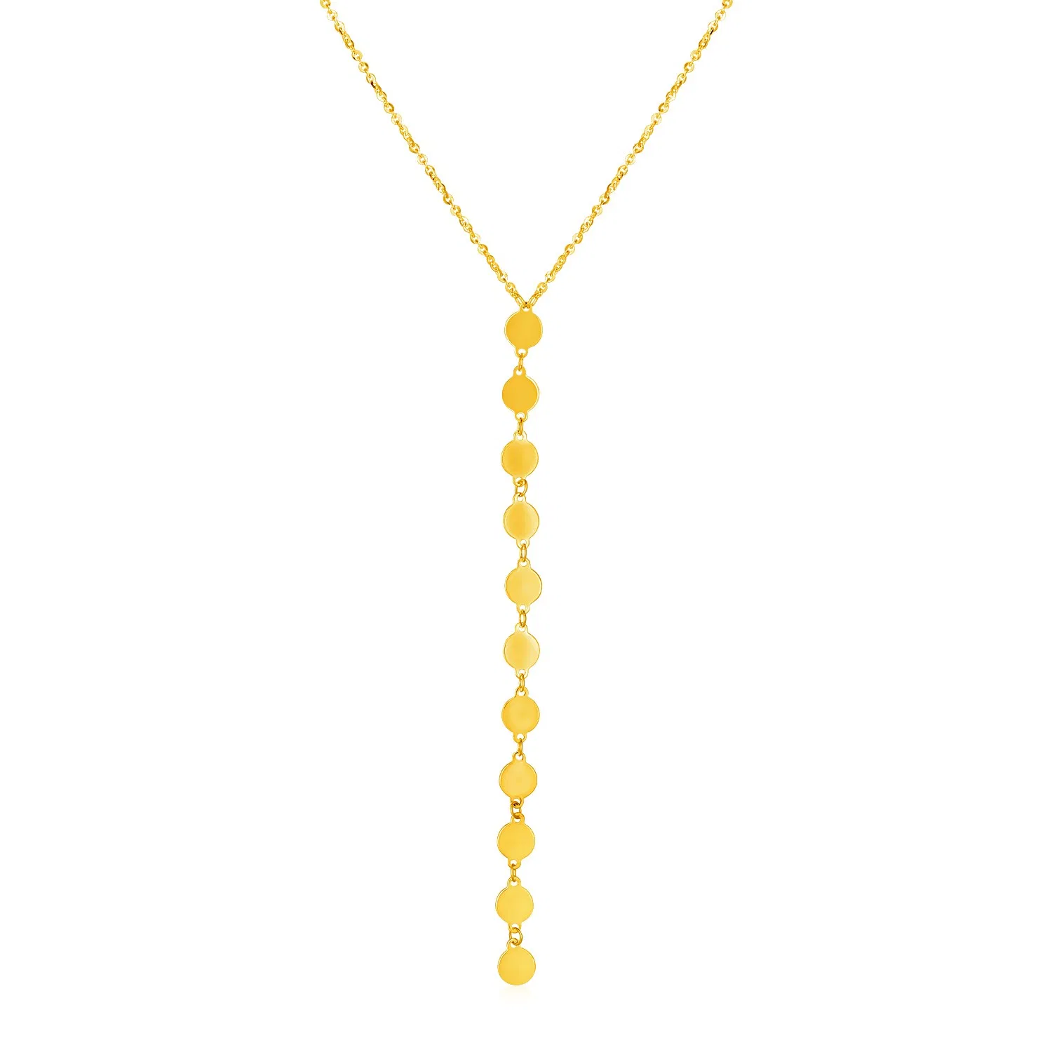 14K Gelbgold Lariat Stil Halskette mit Scheiben